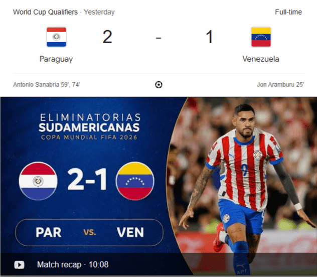 resultado Paraguay Venezuela