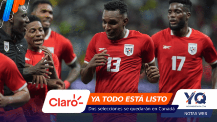 Panama national soccer team players in red jerseys celebrating on the field