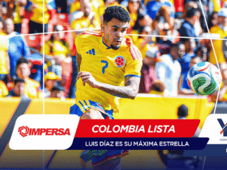 Colombian soccer player in a yellow jersey with number 7 sprinting for the ball as a cheering crowd watches from the stands.
