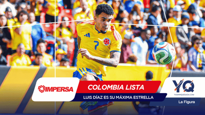 Colombian soccer player in a yellow jersey with number 7 sprinting for the ball as a cheering crowd watches from the stands.
