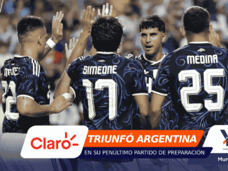 Soccer players in dark blue patterned uniforms celebrate with high-fives on the field, backs to camera showing names Simeone and Medina
