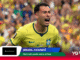 Brazilian footballer in yellow jersey celebrating a goal, crowd in the background, with 'BRASIL AVANZÓ' overlay text.