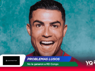 Close-up of a man smiling with a teal background, overlaid with colorful banner text and sponsor logos from a 2026 World Cup promotional poster.
