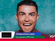Close-up of a man smiling with a teal background, overlaid with colorful banner text and sponsor logos from a 2026 World Cup promotional poster.