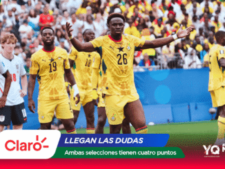 Soccer players on a field celebrate, wearing yellow and white uniforms with a packed stadium in the background and Claro branding overlayed in the foreground.