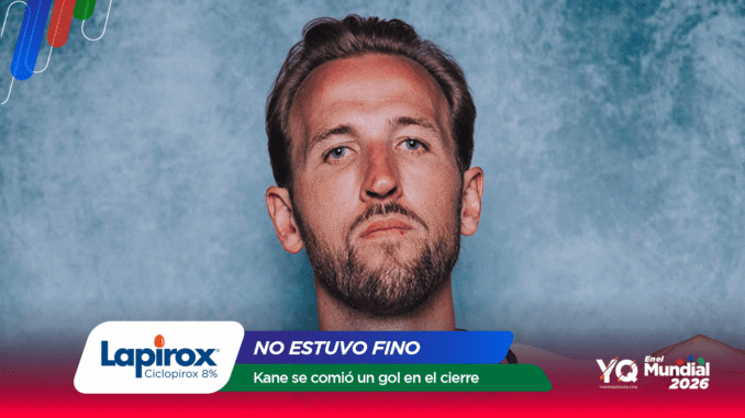 Close-up portrait of a man against a blue backdrop with colorful decorative elements and advertising banners for Laprox and Mundial 2026.