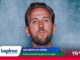 Close-up portrait of a man against a blue backdrop with colorful decorative elements and advertising banners for Laprox and Mundial 2026.