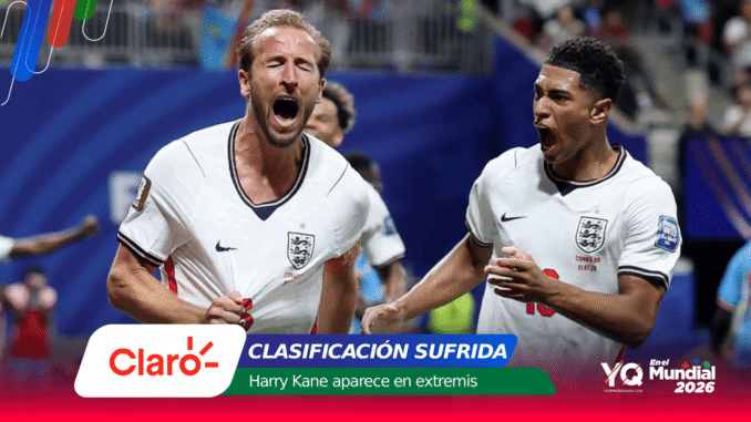 England footballers celebrate a goal, shouting with arms raised on the pitch, white kits with crest visible.