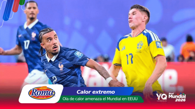 Two soccer players battle for the ball on the field, one in blue France kit and the other in yellow Sweden kit, with Roma branding nearby in the foreground.