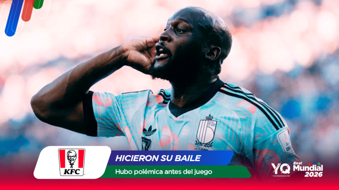 Soccer player celebrating in a light-blue jersey with a hand to the ear; foreground features a KFC logo and the caption 'HICIERON SU BAILE' with related banners.