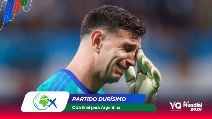 Soccer goalkeeper in teal jersey touching his face with a gloved hand during a game, with colorful banner graphics in the foreground.