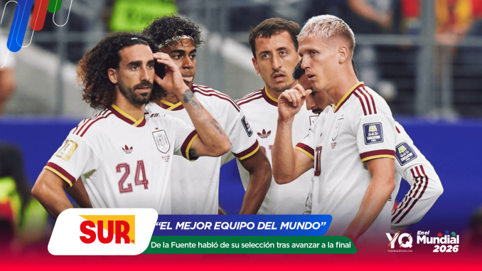 Group of soccer players in white uniforms celebrate on the field, with colorful sponsor graphics overlaid in the foreground.