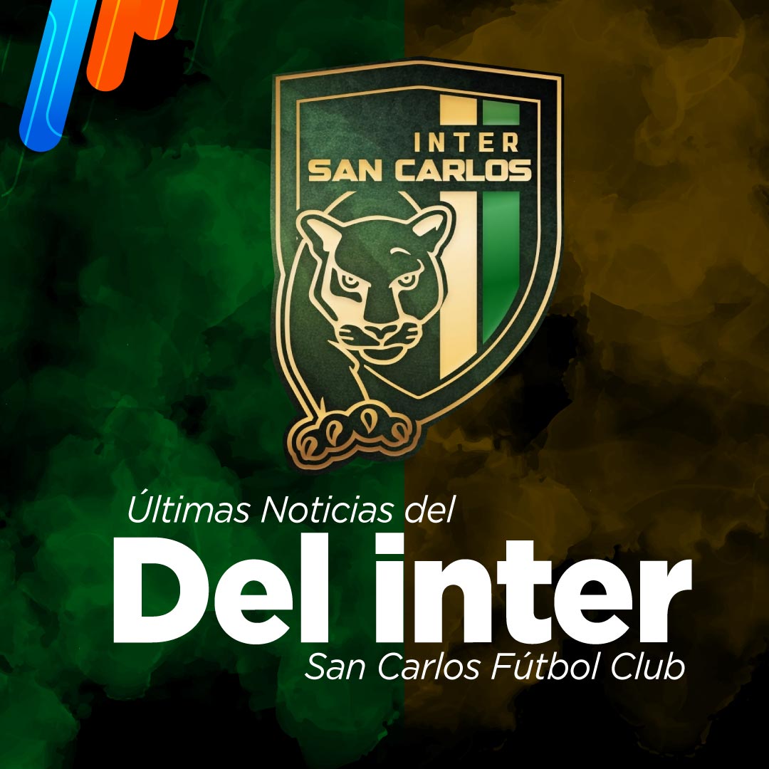 Brand banner for Inter San Carlos Fútbol Club featuring the shield emblem and the text 'Últimas Noticias del Inter' in white typography on a green/gold background.