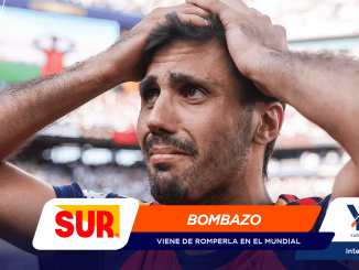 Close-up of a worried man at a sports stadium, hands on his head, with colorful sponsor graphics overlaid in the foreground.